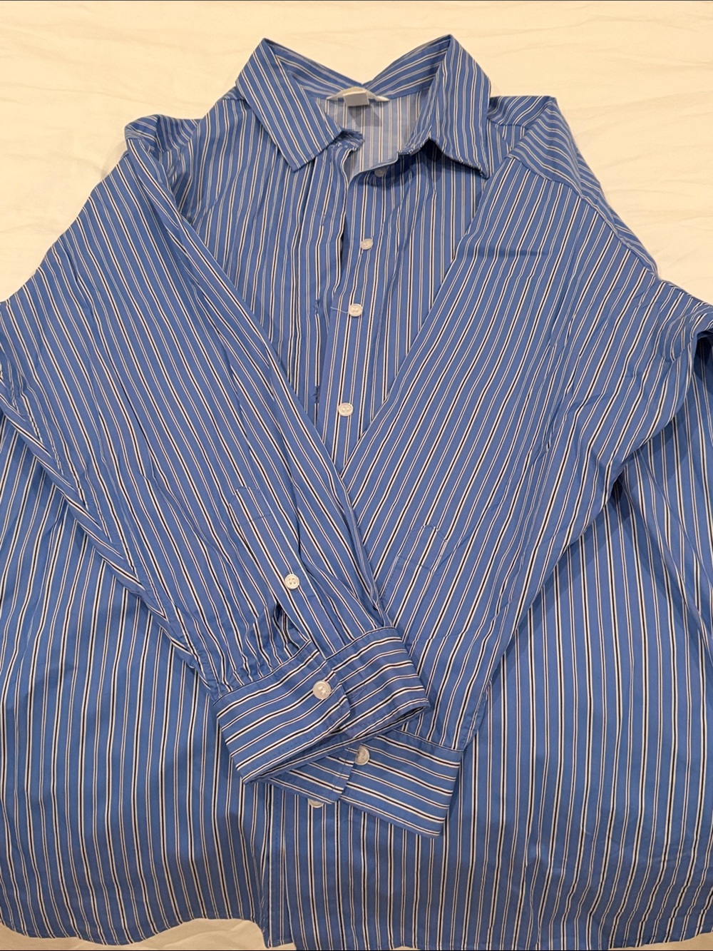 H&M Blue and White Striped Buttondown
